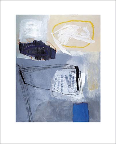 Sybille HASSINGER, Untitled, 1998 (Modern, Abstrakt,abstrakte Form, Linien, Striche, Streifen, Farbflächen, blau)