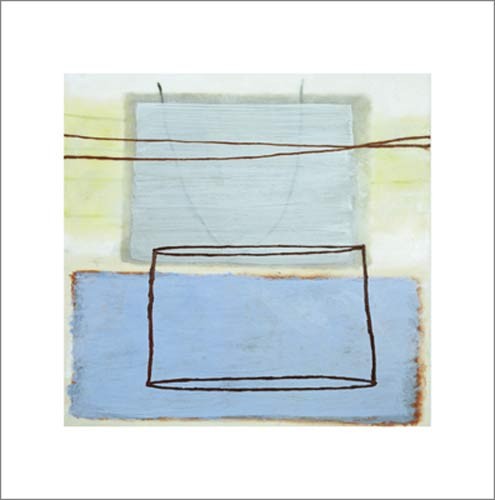 Sybille HASSINGER, Untitled, 2003 (Modern, Abstrakt,abstrakte Form, Linien, Striche, Rechtecke, Farbflächen, blau)