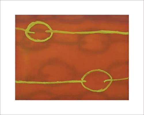 Sybille HASSINGER, Untitled, 2007 (Modern, Abstrakt,abstrakte Form, Linien, Striche, Kreise,braun / grün)