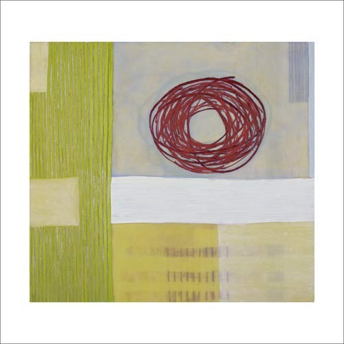 Sybille HASSINGER, Untitled, 2007 (Modern, Abstrakt,abstrakte Form, Linien, Striche, Streifen,  Rechtecke, Farbflächen, Kreis, Faden)