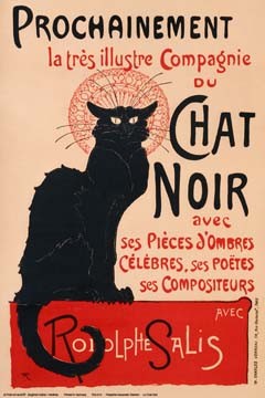 Théophile-Alexandre Steinlen, Le Chat Noir (Art Nouveau, Jugendstil, Katze, schwarze Katze, Paris, Montmatre, Kabarett, Plakatkunst, Malerei, Wohnzimmer, Treppenhaus, Wunschgröße, bunt)
