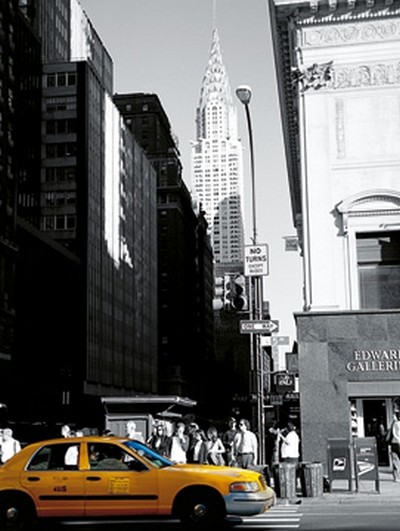 Thomas Reis, 5th (New York, Avenue, Architektur, Chrysler Building, gelbes Taxi, Pespektive, Wohnzimmer, Jugendzimmer, Treppenhaus, Wunschgröße, Colorspot, Photokunst, schwarz/weiß, gelb)
