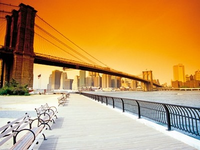 Thomas Reis, Manhattan's Exit (New York, Brooklyn Bridge, Architektur,leuchtender Himmel, Wunschgröße, Wohnzimmer, Jugendzimmer, Treppenhaus, Photokunst, bunt)