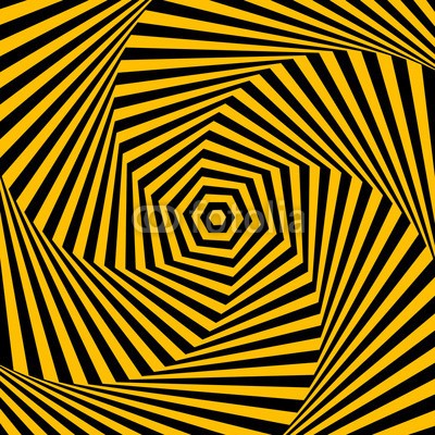 troyka, Abstract background with optical illusion effect. (illusion, sechseck, sechseckig, geometrisch, rotation, kreisförmig, movement, bewegung, viereck, raum, hintergrund, schwarz, gelb, gestreift, linie, verkrümmen, wirbel, wirbeln, drehen, torsion, wirbel, rad, vektor, kunst, entwerfen, grafik, abstrak)