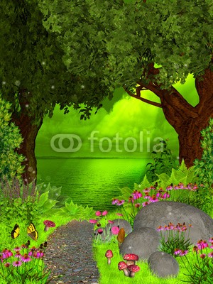 umnola, dreamland (märchen, dreamland, fantasy, magie, hintergrund, geheimnisvoll, mysterium, blume, taube, vögel, wonder, wunderbar, schöner, bunt, gras, berg, lawn, froh, tage, balken, landschaft, himmel, hirsch, schloss, haus, wald, pfad, wolken, himmel, paradis)