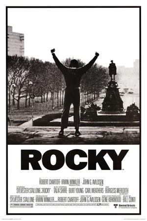 Unbekannt, Rocky - Movie Score Arms Up (Schauspieler, Film, Boxer, berühmt, Persönlichkeiten,  Filmplakat, Sylvester Stallone, Fotokunst, Wohnzimmer, Esszimmer, schwarz/weiß)