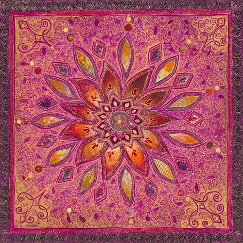 Valérie Maugerie, Carr Indien II (Wunschgröße, Malerei, Muster, Stoffmuster, orientalisch, Indien, indisches Muster,dekorativ, exotisch, Wohnzimmer, Treppenhaus, bunt)