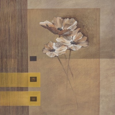van den Broek, ELEGANT FLOWERS I (Blumen, Stillleben, Quadrate, Streifen, modern, Büro, Wohnzimmer, Treppenhaus,)