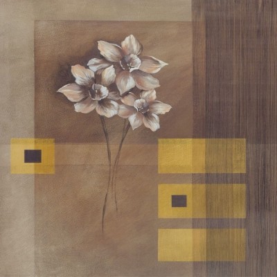 van den Broek, ELEGANT FLOWERS II (Blumen, Stillleben, Quadrate, Streifen, modern, Büro, Wohnzimmer, Treppenhaus,)