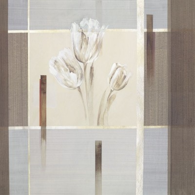 van den Broek, SILVER DREAM II (Flur,Treppenhaus,Abstrakt,Blumen,Tulpen)