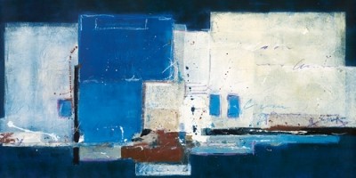 Ron van der Werf, Abstrakt IX (Abstrakt, Abstrakte Malerei, Farbfelder, geometrische Muster, Häuser,Stadt, Suggestion, Wohnzimmer, Büro, moderne, bunt)