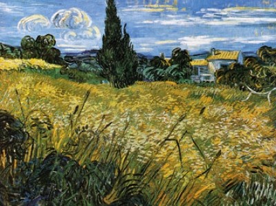 Vincent van Gogh, Campo di grano (Klassische Moderne, Impressionismus, Malerei, Landschaft, Natur, Hof, Bauernhof, Feld, Getreidefeld, Wohnzimmer, Arztpraxis, Schlafzimmer, bunt)