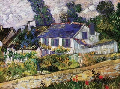 Vincent van Gogh, Case ad Auvers (Klassische Moderne, Impressionismus, Malerei, Landschaft, Natur, Hof, Bauernhof, Dorf, Wohnzimmer, Arztpraxis, Schlafzimmer, bunt)