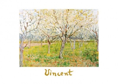 Vincent van Gogh, The Orchard (Klassische Moderne, Impressionismus, Malerei, Klassiker, Landschaften, Garten, Plantage, Pflanzen, Bäume, Obstbäume,  Wohnzimmer, Wintergarten, bunt)