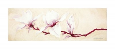 Elisabeth Verdonck, MAGNOLIAS II (Malerei, Magnolie, Magnolienblüten, Magnolienast,  Natur, Floral, Blüten, Botanik, Schlafzimmer, Wohnzimmer, bunt)