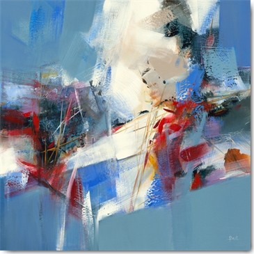 Véronique Ball, Vibrations II (Malerei, modern, Abstrakte Malerei, Dynamik, Bewegung, Schwung, Vibrationen, gespachtelt,  Business, Büro, Wohnzimmer, Arztpraxis, blau / bunt)