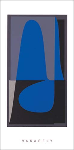 Victor Vasarely, Donan 2, 1957-1958 (Büttenpapier) (Malerei, Op-Art, Abstrakt, Ornamente, abstrakte Formen, Wohnzimmer, Büro, blau, schwarz)