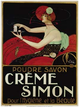 Vila, Crme Simon (Plakatkunst, Frankreich, Frau, diva, Werbung, Seife, Badezimmer, Wohnzimmer, Nostalgie, Grafik, bunt)