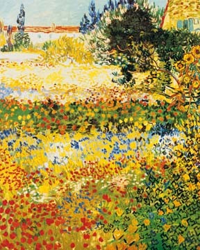 Vincent van Gogh, Blumengarten (Wunschgröße, Klassische Moderne, Impressionismus, Malerei, Garten, natur, Blumen, Blüten, Blütenpracht, Wohnzimmer, Arztpraxis, Wintergarten, bunt)