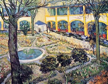 Vincent van Gogh, Der Garten des Maison de Sant (Klassische Moderne, Impressionismus, Malerei, Architektur, Villa, Haus, Garten, Gartenkunst, Wohnzimmer, Arztpraxis, Schlafzimmer, bunt)
