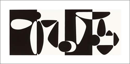 Victor Vasarely, Tampico, 1953 (Büttenpapier) (Malerei, Op-Art, Abstrakt, Ornamente, abstrakte Formen, Wohnzimmer, Büro, schwarz / weiß)