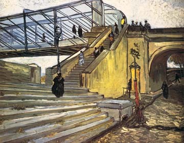 Vincent van Gogh, Die Brcke von Trinquetaille (Klassische Moderne, Impressionismus, Malerei, Klassiker, Frankreich, Stadt, Arles, Architektur, Stadt, Brücke, Fluss, Rhone, Wohnzimmer, Wintergarten, Büro, bunt)