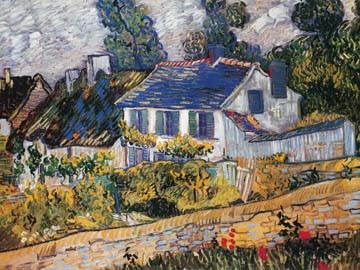 Vincent van Gogh, Haus bei Auvers (Klassische Moderne, Impressionismus, Malerei, Frankreich, Stadt, Architektur,  Häuser, Esszimmer, Wohnzimmer, Arztpraxis, bunt)