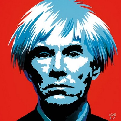 Vladimir Gorsky, Andy Warhol (Andy Warhol, Portrait, Künstlerportrait, PopArt, Persönlichkeiten, People & Eros, Wunschgröße, Treppenhaus, Wohnzimmer, rot/grau)