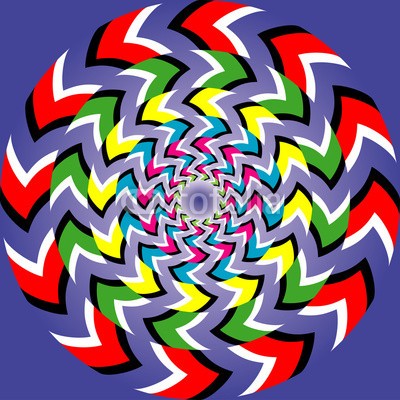 vonuk, Optical illusion of rotation with optical illusion effect (abbildung, dekoration, illusion, runde, dekorativ, kulisse, zickzack, textur, entwerfen, halluzinogen, bewegung, konzept, vektor, sicht, hell, rotation, kunst, effekt, kreis, movement, hirn, hintergrund, deko, optisch, drehen, drehen, mustern, abstrakt, o)