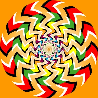 vonuk, Rotation illusion with optical illusion effect (abbildung, dekoration, illusion, runde, dekorativ, kulisse, zickzack, textur, entwerfen, halluzinogen, bewegung, konzept, vektor, sicht, hell, rotation, kunst, effekt, kreis, movement, hirn, hintergrund, deko, optisch, drehen, drehen, mustern, abstrakt, o)