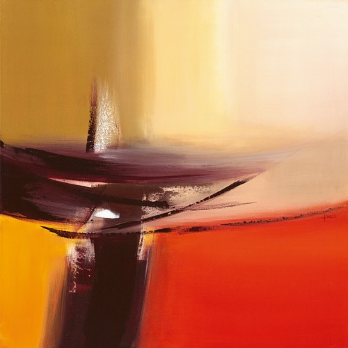 Veronique Ball, Quitude I (Wunschgröße, Malerei, modern, Abstrakte Malerei, Leuchtkraft, Erguss, Dynamik, Bewegung, Schwung, Malspuren, Business, Büro, Wohnzimmer, Arztpraxis,gelb / orange)