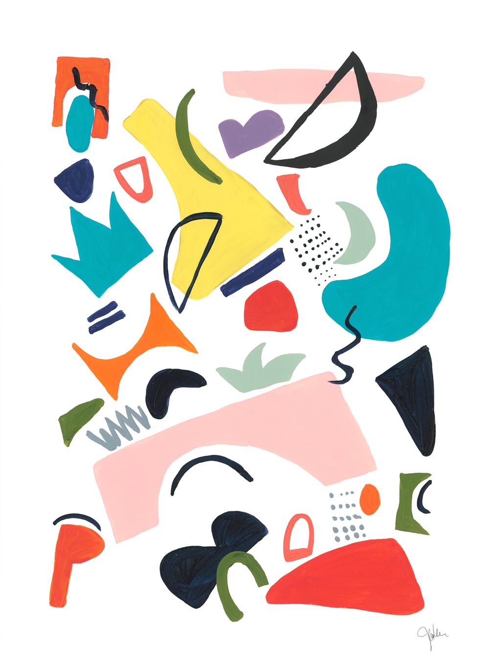 Jan Weiss, Atomic Ranch No. 1 (Abstrakt, abstrakte Malerei, amorphe Formen, Muster, Linien, Kleinteilig, Wunschgröße, Wohnzimmer)