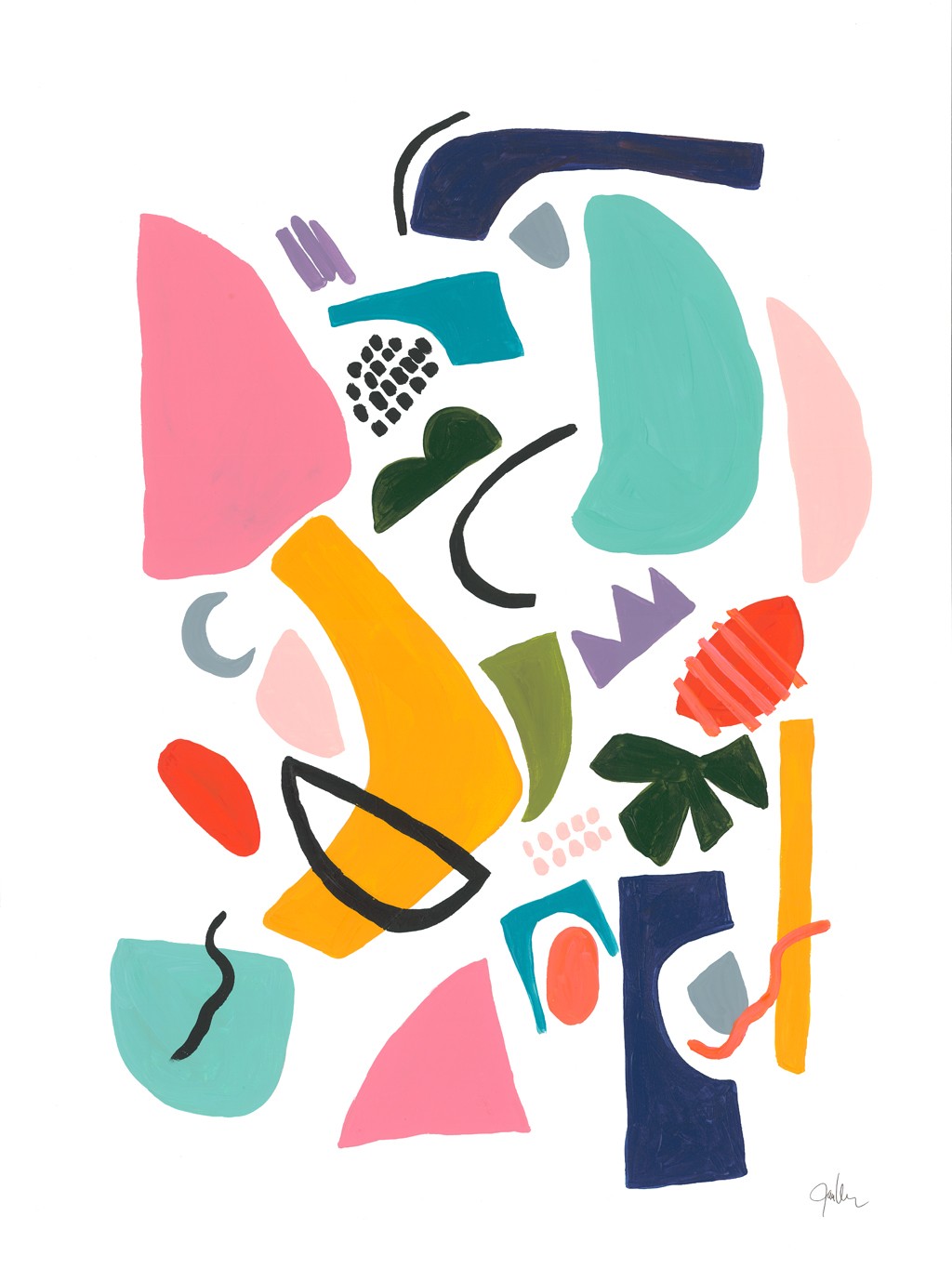 Jan Weiss, Atomic Ranch No. 3 (Abstrakt, abstrakte Malerei, amorphe Formen, Muster, Linien, Kleinteilig, Wunschgröße, Wohnzimmer)