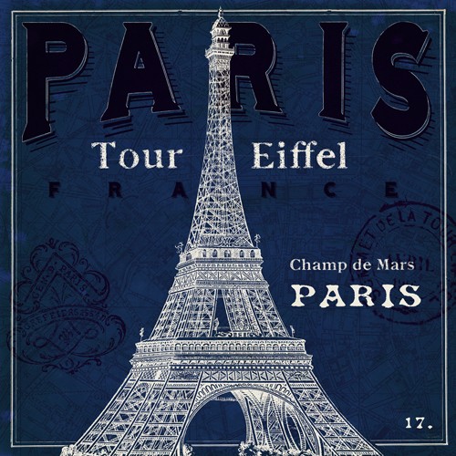 Sue Schlabach, Blueprint Tour Eiffel (Eiffelturm, Wahrzeichen, Paris, Frankreich, Blaudruck, Wohnzimmer, Treppenhaus, Bibliothek, Grafik, Wunschgröße, blau/weiß)