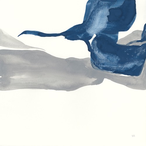 Chris Paschke, Sapphire and Gray I (Abstrakt, Malerei, Amorphe Formen, Bewegung, modern, zeitgenössisch, Wunschgröße, blau/grau)