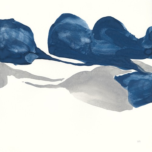 Chris Paschke, Sapphire and Gray II (Abstrakt, Malerei, Amorphe Formen, Bewegung, modern, zeitgenössisch, Wunschgröße, blau/grau)