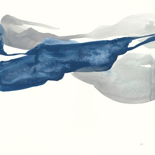 Chris Paschke, Sapphire and Gray III (Abstrakt, Malerei, Amorphe Formen, Bewegung, modern, zeitgenössisch, Wunschgröße, blau/grau)