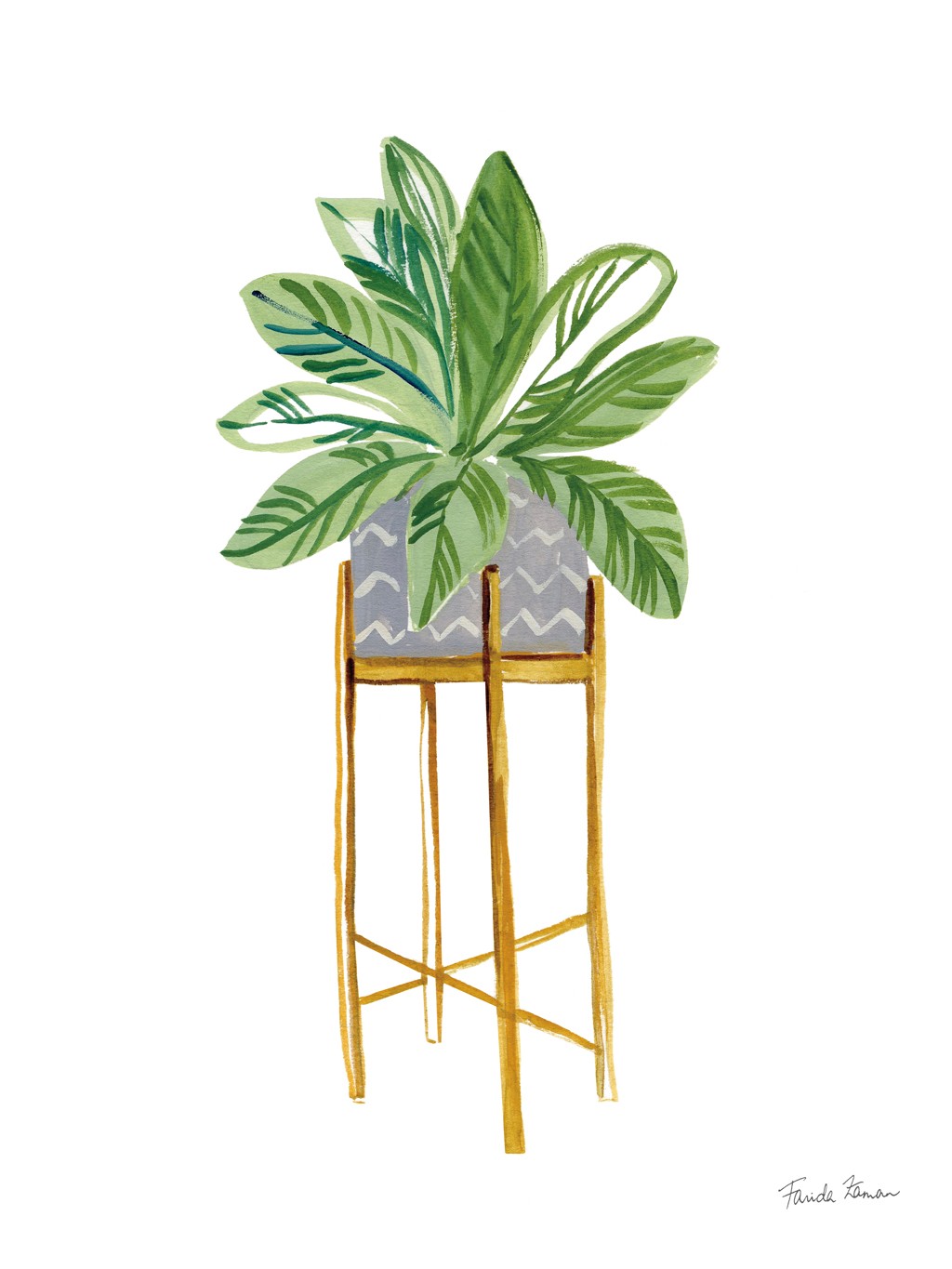 Farida Zaman, Green House Plants I (Pflanze, Topfpflanze, Blumentopf, Blumenständer, modern, Wunschgröße, Malerei, Treppenhaus,)