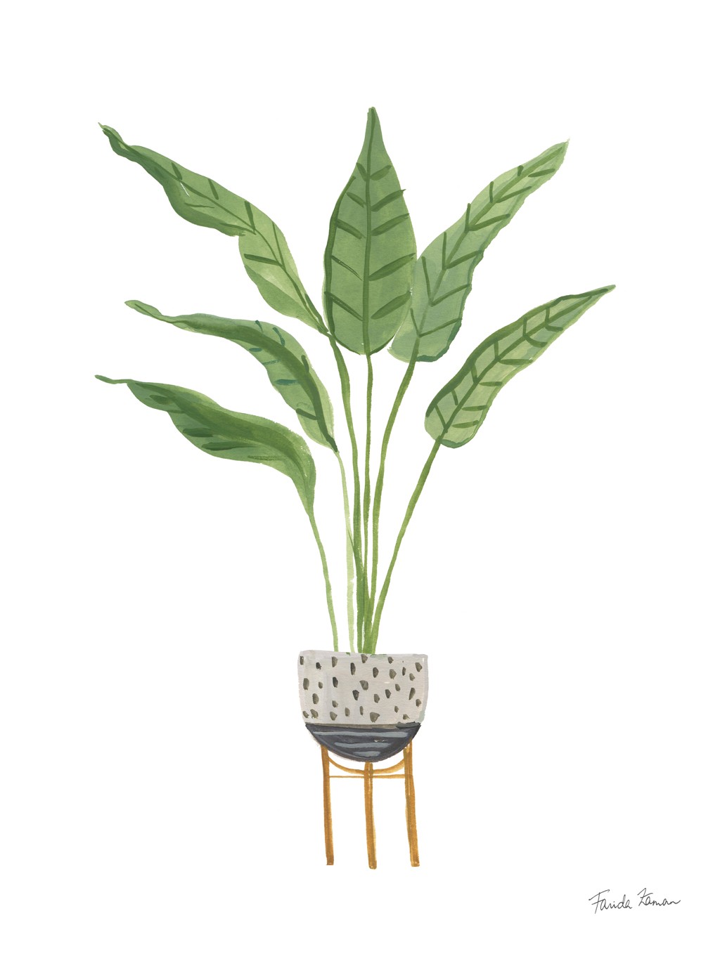 Farida Zaman, Green House Plants III (Pflanze, Topfpflanze, Blumentopf, Blumenständer, modern, Wunschgröße, Malerei, Treppenhaus,)
