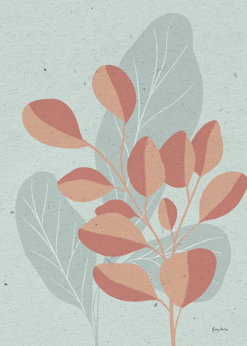 Becky Thorns, Balance V (Pflanze, Blätter, Silhouette, diffus, zart, Grafik, Wunschgröße, Treppenhaus)