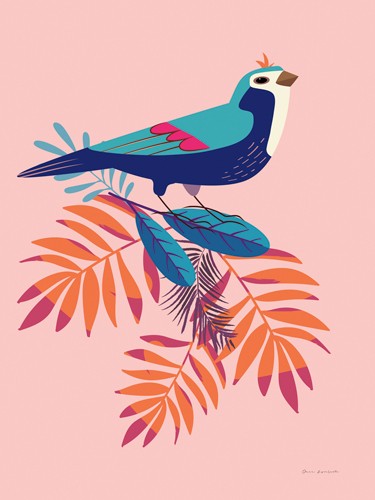 Omar Escalante, Exotic Birds III (Vogel, exotisch, plakativ, Grafic design, modern, Treppenhaus, Wunschgröße, bunt)