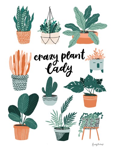 Becky Thorns, Plant Lady (Spruch, Motto, Kalligrafie, Pflanzen, Blätter, Blumentöpfe, Topfpflanzen, Grafik, Inspiration, Motivation, Wunschgröße, Treppenhaus)
