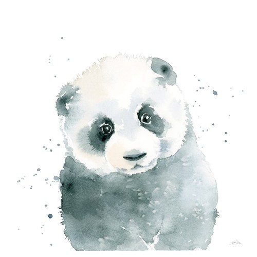 Katrina Pete, Panda Cub (Panda, Pandabär, Baby-Panda, Tier, Tierportrait, niedlich, Aquarell, Malerei, Wunschgröße, Kinderzimmer, grau7weiß)