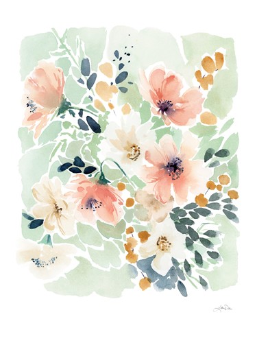 Katrina Pete, Spring Florals (Blumen, Blüten, Gartenblumen,  Frühlingsblumen, Aquarell, Malerei, Wunschgröße, Treppenhaus, pastell)