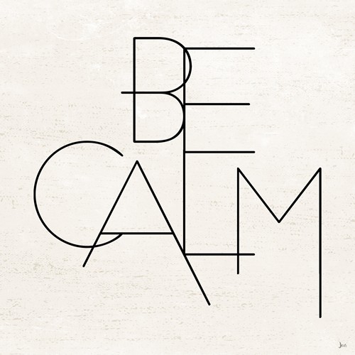 Jess Aiken, Calm I (Ruhe bewahren, Inspiration, Motivation, Typografie, Buchstaben, Grafik, Wunschgröße, Treppenhaus, schwarz/weiß)