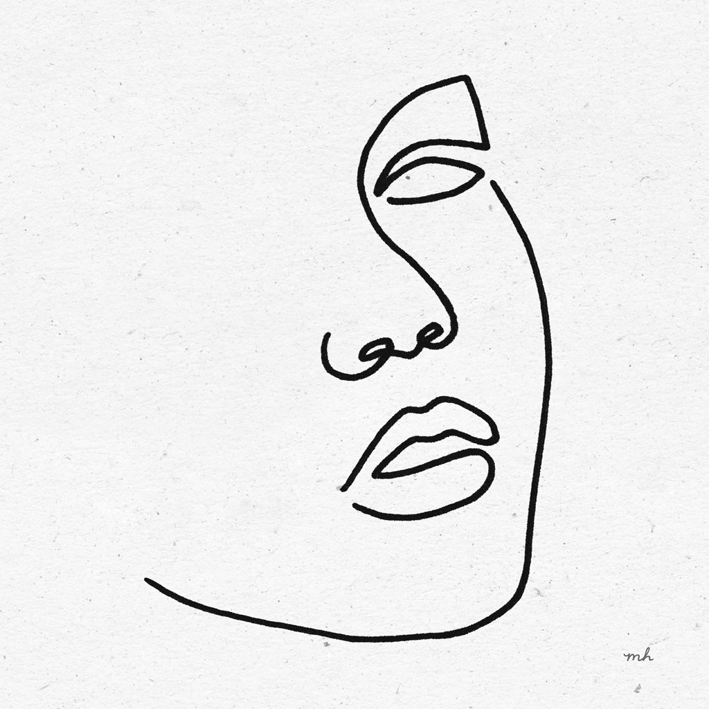 Moira Hershey, Island Breeze I (Gesicht, Frau, Linie, reduziert, modern, Wunschgröße, Grafik, Schlafzimmer, Treppenhaus, Wohnzimmer, schwarz/weiß)