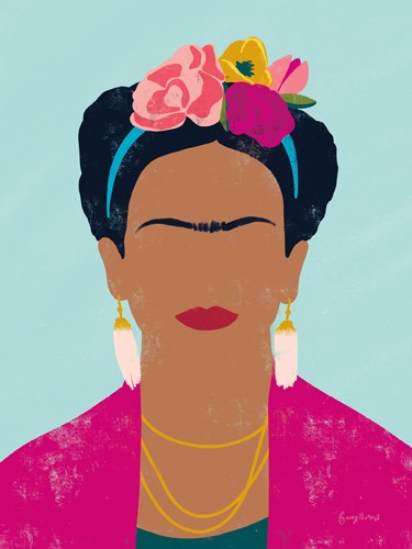 Becky Thorns, Frida Kahlo I (Portrait, Frau, Gesicht, reduziert, moderne Malerei, Popart, Persönlichkeiten, Wunschgröße, Wohnzimmer)