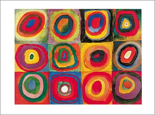 Wassily Kandinsky, Farbstudie, Quadrate (Klassische Moderne, Malerei, abstrakte Kunst, geometrische Formen,  Muster, Kreise, Dreiecke, Quadrate, Wohnzimmer,  Arztpraxis, bunt)