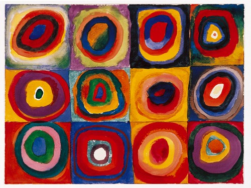 Wassily Kandinsky, Farbstudie Quadrate (Klassische Moderne, Malerei, abstrakte Kunst, geometrische Formen,  Muster, Kreise, Dreiecke, Quadrate, Wohnzimmer,  Arztpraxis, bunt)