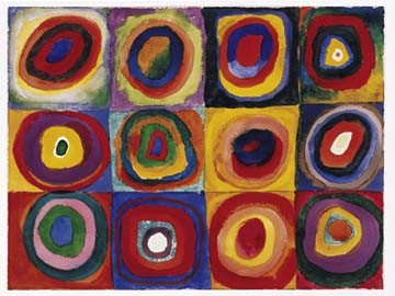 Wassily Kandinsky, Farbstudie Quadrate (Klassische Moderne, Malerei, abstrakte Kunst, geometrische Formen,  Muster, Kreise, Dreiecke, Quadrate, Wohnzimmer,  Arztpraxis, bunt)